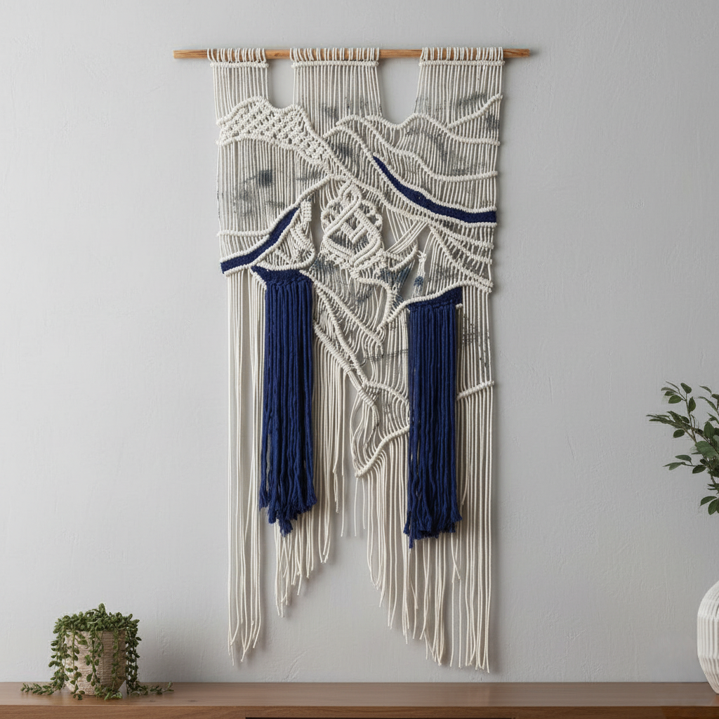 Tapiz 112 - Éter y Profundidad Textil / Tapiz textil contemporáneo, fibras naturales