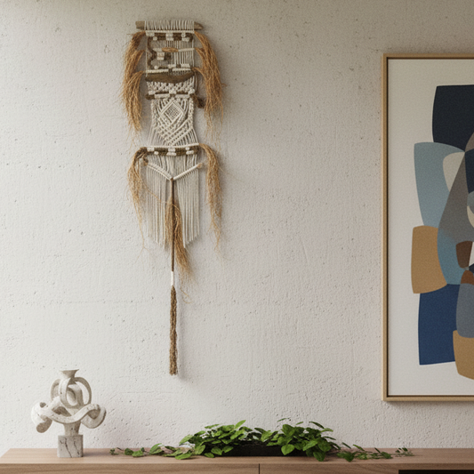 Tapiz 116 - Ritual de raíces – Tapiz Hecho a Mano – Decoración Boho Chic – Arte Textil Moderno – Macraweaving Único macramé